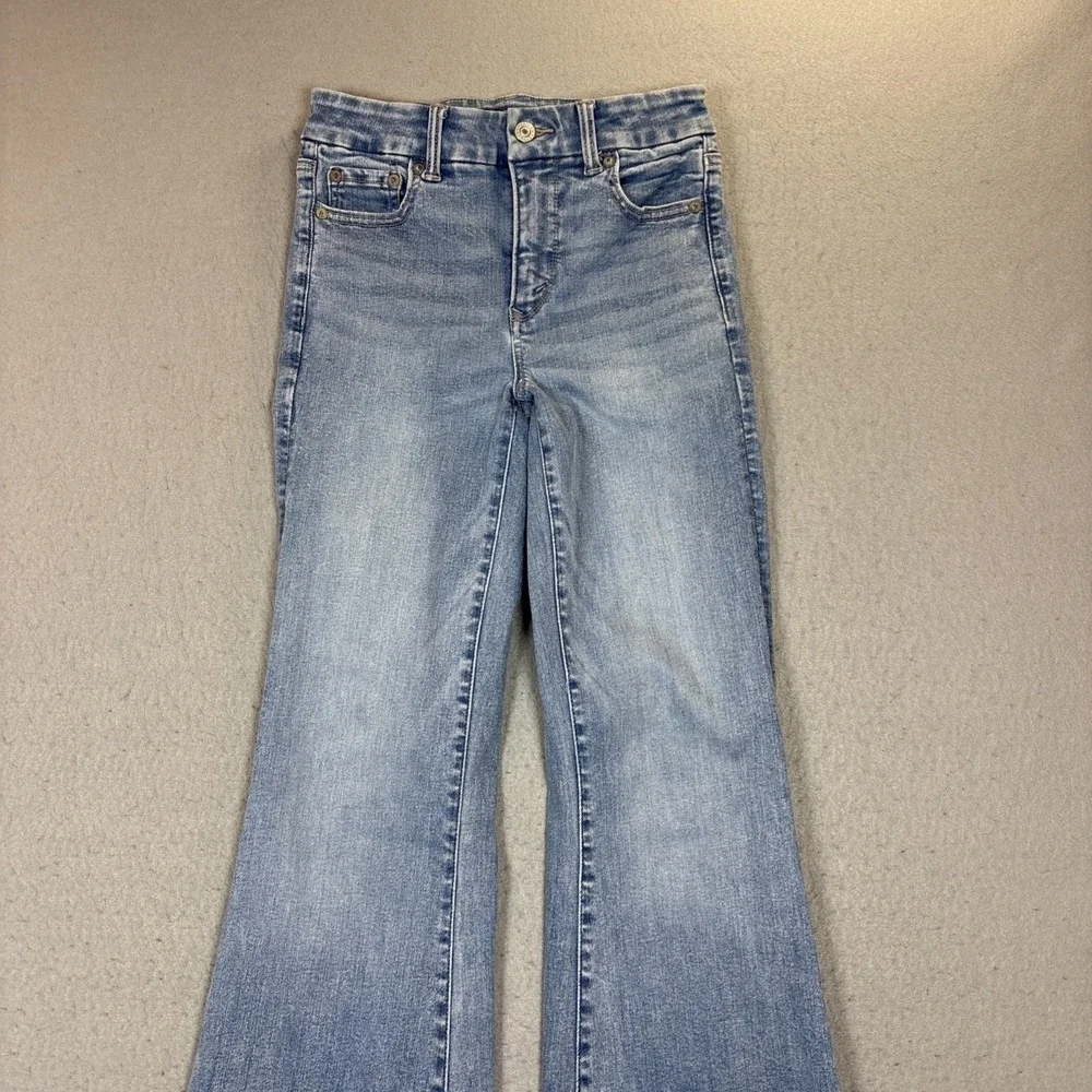 American‎ Eagle Super Hi-Rise Flare Jeans Women 0 Blue Light Wash Stretch Denim